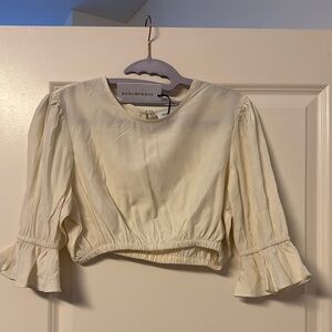 Who What Wear Cream Peter Pan Collar Blouse